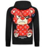 True Rise Trainingspak Heren Teddy Bear- Joggingpak Heren Volwassenen - Huispak Heren  - 6052- Zwart/Rood