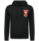 True Rise Trainingspak Heren Teddy Bear- Joggingpak Heren Volwassenen - Huispak Heren  - 6052- Zwart/Rood