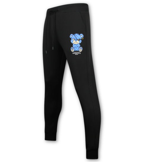 True Rise Trainingspak Heren - Joggingpak Heren Volwassenen - Teddy Bear Huispak Heren  - 6052- Zwart/Blauw