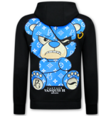 True Rise Trainingspak Heren - Joggingpak Heren Volwassenen - Teddy Bear Huispak Heren  - 6052- Zwart/Blauw