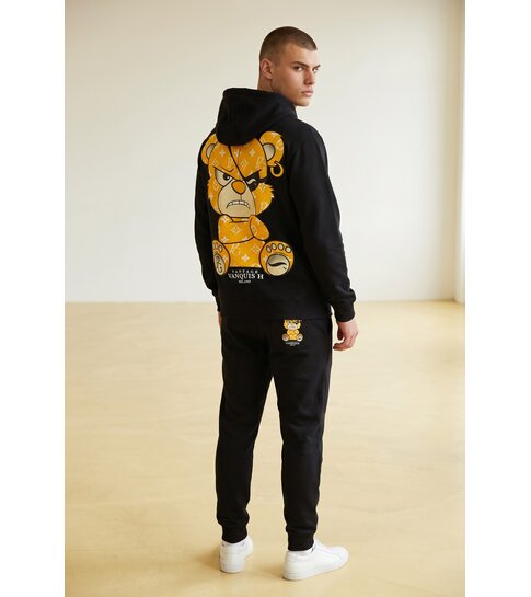 True Rise Trainingspak Heren - Teddy Bear Joggingpak Heren Volwassenen -  Huispak Heren - 6052- Zwart/Geel