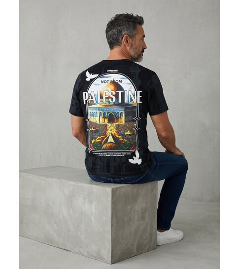 True Rise Palestine Oversized Heren T shirt  - Heren Tshirt met Opdruk - 185-  Zwart