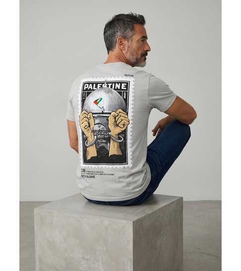 True Rise Free Palestine Oversized HerenT shirt  - T shirt Heren met Print - 183-  Grey