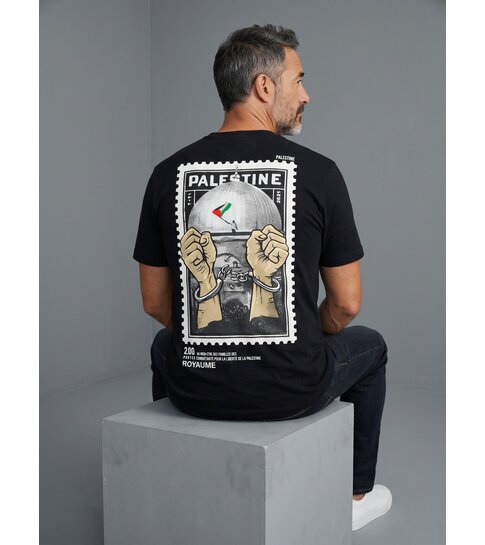True Rise Free Palestine Oversized T shirt Heren - T shirt Heren met Print - 183-  Zwart