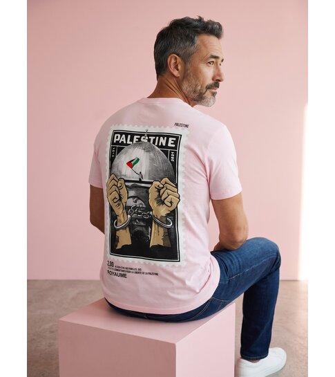 True Rise Free Palestine T shirt - Oversized T shirt Heren - T shirt Heren met Print - 183-  Roze