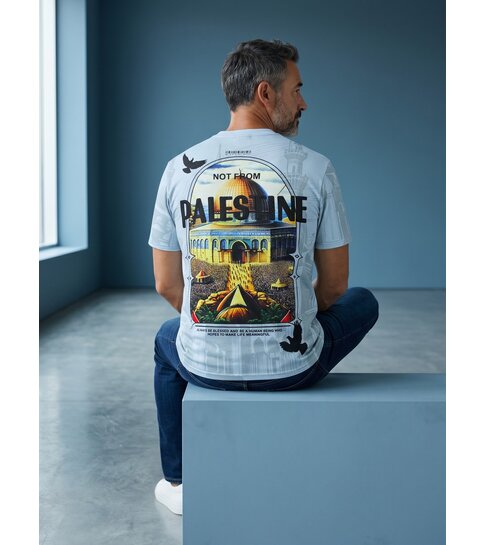 True Rise Palestine Heren T shirt  - Heren Tshirt met Opdruk - 185-  Blauw