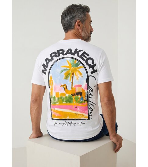 True Rise Marrakech T shirt Heren met Print - Heren Tshirt met Opdruk - Oversized T shirt Heren -1858- Wit