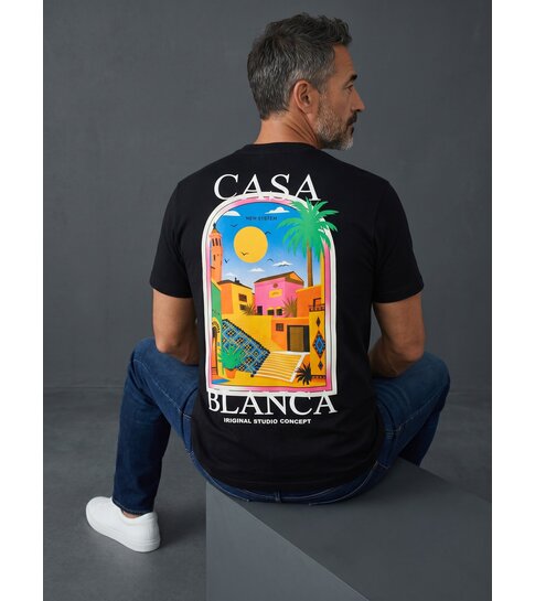 True Rise Heren T shirt - Casablanca T shirt Heren met Print - Heren Tshirt met Opdruk -1989- Zwart