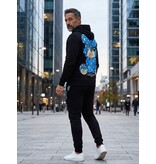 True Rise Trainingspak Heren - Joggingpak Heren Volwassenen - Teddy Bear Huispak Heren  - 6052- Zwart/Blauw