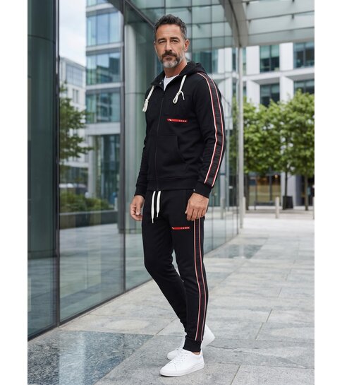 True Rise Trainingspak Heren ICON - Joggingpak Heren Volwassenen - Huispak Heren - Tracksuit - 6157 - Zwart