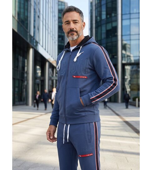 True Rise Trainingspakken Heren ICON - Joggingpak Heren - Huispak Heren Volwassenen - Tracksuit - 6157 - Blauw