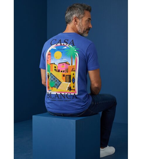 True Rise Casablanca Heren Shirts  - T shirt Heren met Print - Heren Tshirt met Opdruk - 1989- Blauw