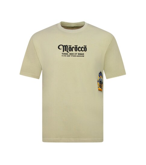 True Rise Heren Tshirt met Opdruk - Morocco Heren Shirts - T shirt Heren met Print - 186-  Bruin
