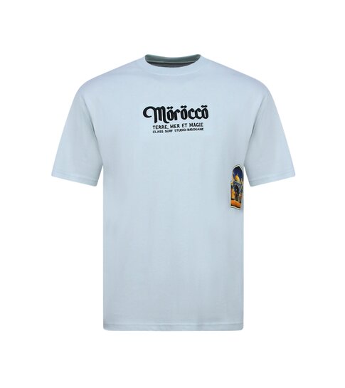 True Rise Marokko Heren Shirts  - T shirt Heren met Print - Heren Tshirt met Opdruk - 186-  Blauw