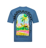 True Rise Heren Tshirt met Opdruk -  Oversized T shirt Heren  - Marrakech T shirt Heren met Print -1858- Blauw
