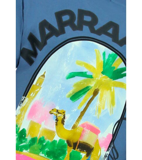 True Rise Heren Tshirt met Opdruk -  Oversized T shirt Heren  - Marrakech T shirt Heren met Print -1858- Blauw
