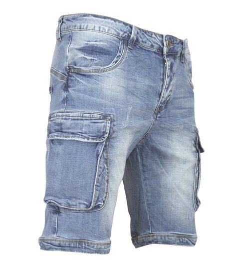 Local Fanatic Korte Spijkerbroek Heren - Spijkershort met Zakken -1088 - Blauw