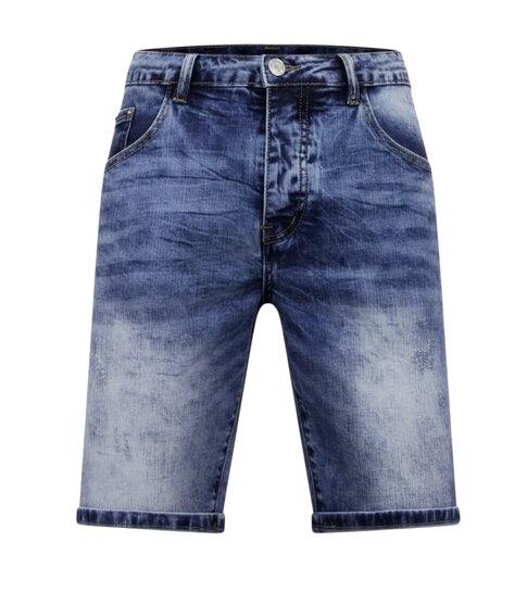 Enos Korte Spijkerbroek Heren Stretch - Denim Short - Blauw
