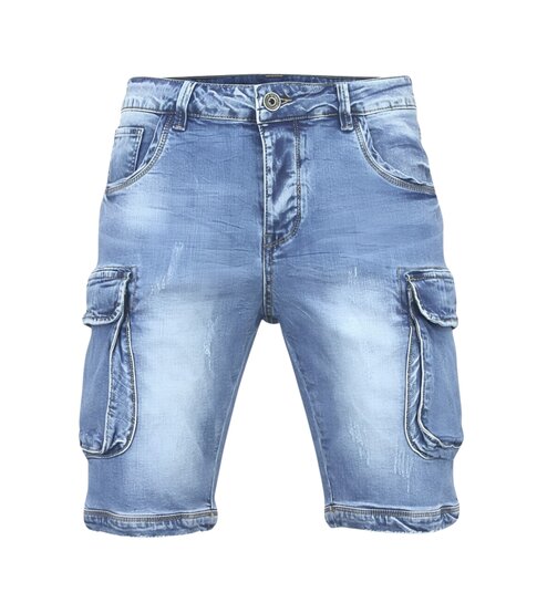 Local Fanatic Korte Spijkerbroek Heren - Spijkershort met Zakken -1088 - Blauw