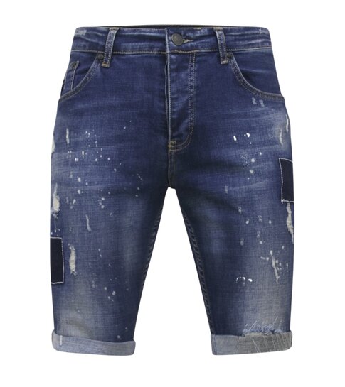 Local Fanatic Korte Broek Slim fit Heren met Gaten -1026-SH- Blauw