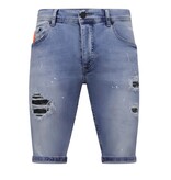 Local Fanatic Heren Denim Korte Jeans Slim fit  - 1048 - Blauw
