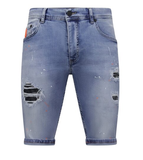 Local Fanatic Heren Denim Korte Jeans Slim fit  - 1048 - Blauw
