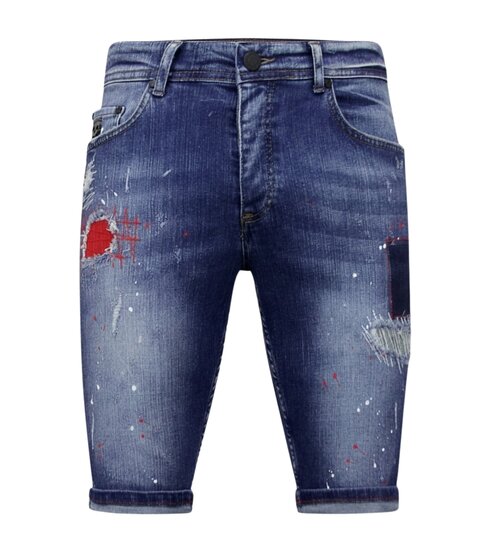 Local Fanatic Exclusieve Korte Spijkerbroek Heren Stretch - 1041 - Blauw