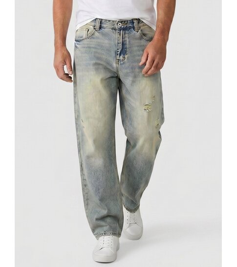 TRUE RISE Baggy Jeans Heren - Oversized Jeans  - Spijkerbroek Heren Volwassenen -XSF78523- Blauw