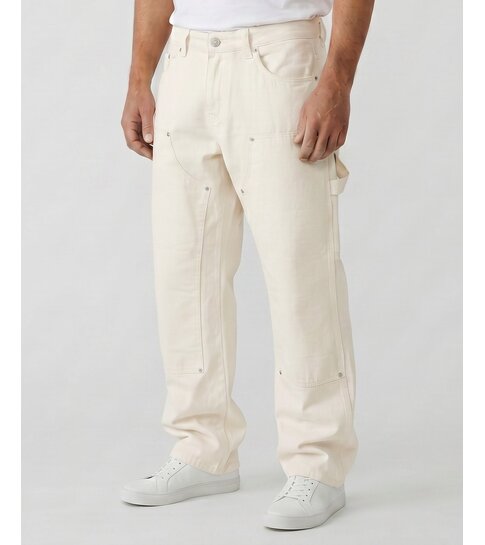 TRUE RISE Baggy Jeans Heren - Oversized Jeans  - Spijkerbroek Heren Volwassenen - Witte Spijkerbroek Heren -378- Wit