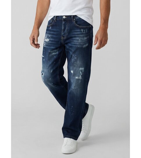 TRUE RISE Baggy Jeans Heren - Oversized Jeans  - Spijkerbroek Heren Volwassenen -JC8138B- Blauw