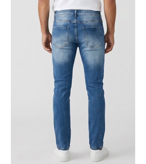 TRUE RISE Jeans Heren Slim Fit met Gaten - Spijkerbroek Heren Volwassenen -Stretch Jeans Heren -8228- Blauw