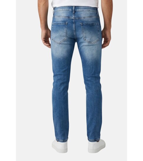 TRUE RISE Jeans Heren Slim Fit met Gaten - Spijkerbroek Heren Volwassenen -Stretch Jeans Heren -8228- Blauw