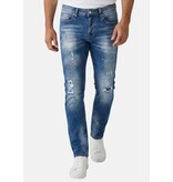 TRUE RISE Jeans Heren Slim Fit met Gaten - Spijkerbroek Heren Volwassenen -Stretch Jeans Heren -8228- Blauw