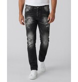 TRUE RISE Ripped Slim fit Heren Jeans - Spijkerbroek Heren Volwassenen -Stretch Jeans Heren -8383- Zwart