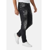 TRUE RISE Ripped Slim fit Heren Jeans - Spijkerbroek Heren Volwassenen -Stretch Jeans Heren -8383- Zwart
