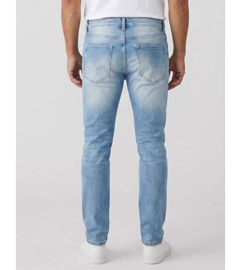 TRUE RISE Gescheurde Jeans Heren Slim Fit - Spijkerbroek Heren Volwassenen -Stretch Jeans Heren -8409- Licht Blauw