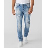 TRUE RISE Gescheurde Jeans Heren Slim Fit - Spijkerbroek Heren Volwassenen -Stretch Jeans Heren -8409- Licht Blauw