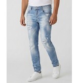 TRUE RISE Gescheurde Jeans Heren Slim Fit - Spijkerbroek Heren Volwassenen -Stretch Jeans Heren -8409- Licht Blauw