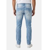 TRUE RISE Gescheurde Jeans Heren Slim Fit - Spijkerbroek Heren Volwassenen -Stretch Jeans Heren -8409- Licht Blauw