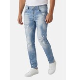 TRUE RISE Gescheurde Jeans Heren Slim Fit - Spijkerbroek Heren Volwassenen -Stretch Jeans Heren -8409- Licht Blauw
