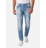 TRUE RISE Gescheurde Jeans Heren Slim Fit - Spijkerbroek Heren Volwassenen -Stretch Jeans Heren -8409- Licht Blauw