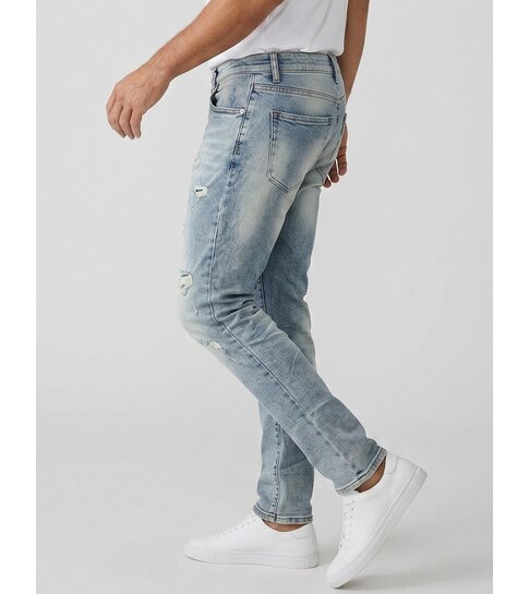 TRUE RISE Spijkerbroek met Gaten Heren Stretch Slim Fit Jeans  - Spijkerbroek Heren Volwassenen  -8311- Blauw
