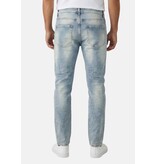 TRUE RISE Spijkerbroek met Gaten Heren Stretch Slim Fit Jeans  - Spijkerbroek Heren Volwassenen  -8311- Blauw