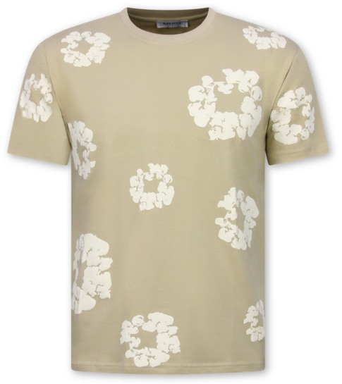 True Rise Bloemen Print  Zomerset Heren - Bloemen Pak met Short Heren Twinset -1770 - Bruin