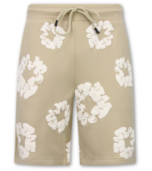 True Rise Bloemen Print  Zomerset Heren - Bloemen Pak met Short Heren Twinset -1770 - Bruin