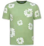 True Rise Bloemen Print  Zomerset Heren - Bloemen Pak met Short Heren Twinset -1770 -Groen