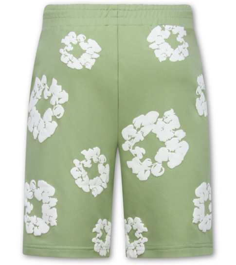 True Rise Bloemen Print  Zomerset Heren - Bloemen Pak met Short Heren Twinset -1770 -Groen