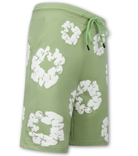 True Rise Bloemen Print  Zomerset Heren - Bloemen Pak met Short Heren Twinset -1770 -Groen