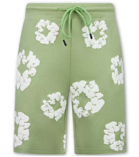 True Rise Bloemen Print  Zomerset Heren - Bloemen Pak met Short Heren Twinset -1770 -Groen