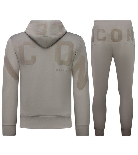 True Rise ICON Hoodie Trainingspak Heren - Joggingpak Heren Volwassenen - Huispak Heren - 6152 - Grijs